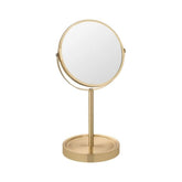 Oglinda cosmetica cu 2 fete, aurie, din metal, Ø17, Alata Wenko